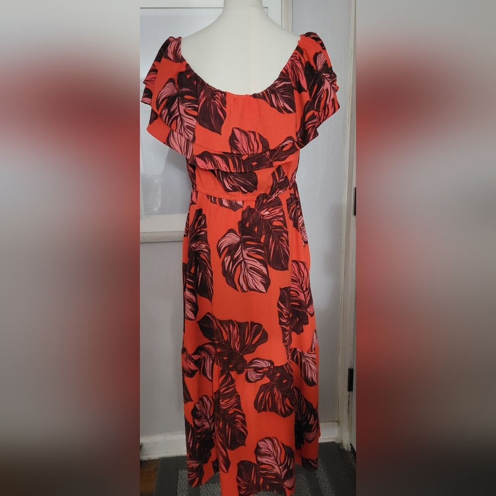 Sofia By Sofia Vergara Orange Leaf Print Maxi Dre… - image 5